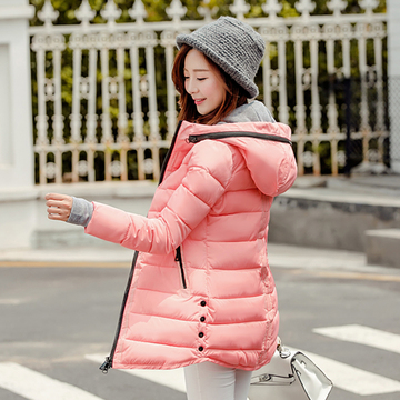 棉衣女中长款2015冬装外套新款加厚棉袄大码羽绒棉服女装韩版修身