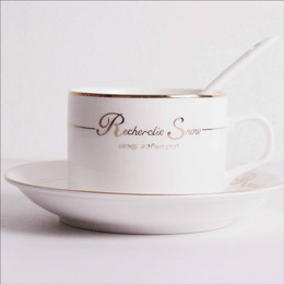 包邮！欧式骨瓷咖啡杯，简约创意陶瓷杯碟陶瓷不锈钢勺子