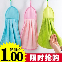 韩国创意可爱儿童挂式搽手巾珊瑚绒擦手巾厨房超强吸水 擦手毛巾