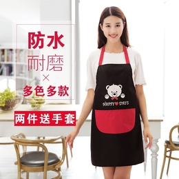 韩版时尚可爱卡通情侣防水围裙男女成人厨房家居做饭围裙防污罩衣