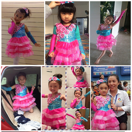 2015新款六一儿童演出服女童纱裙表演服装亮片幼儿园儿童舞蹈服装
