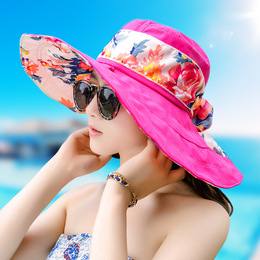 遮阳帽子女夏天户外防晒帽大沿太阳帽防紫外线女士出游折叠沙滩帽