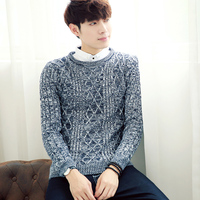 秋冬季假两件毛衣男青年韩版针织衫学生圆领修身长袖外套衬衫领潮
