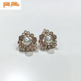Folli follie芙丽芙丽最新款珍珠花朵耳环 耳钉 项链