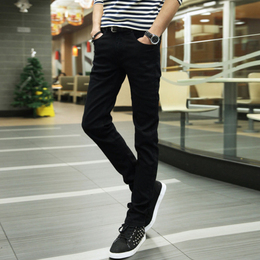 2015秋冬季男士牛仔裤男小脚修身型青少年显瘦黑色弹性铅笔长裤子