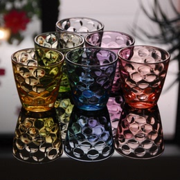 彩色家用耐热水杯 玻璃杯 透明 创意 杯子玻璃茶杯啤酒果汁杯套装