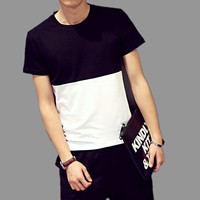 韩版男士短袖T恤夏季青少年圆领纯色体恤修身棉质打底衫半截袖潮