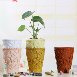 高档环保塑料花盆镂空花盆彩色小横纹装饰大号创意多肉花盆
