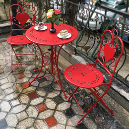 阳台铁艺折叠桌椅三件套户外休闲咖啡厅桌椅星巴克桌椅组合茶几