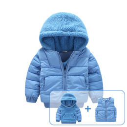 冬季韩版儿童羽绒服套装男女童两件套连帽加厚婴儿宝宝大中小外套