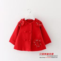 童装2016新款女童红色外套0-1-2-3岁儿童衣服女宝宝秋冬加厚上衣