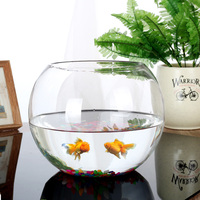 包邮透明创意玻璃圆形办公桌面迷你小型生态金鱼缸乌龟缸水培花瓶