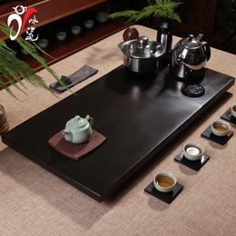 乌金石茶具套装 四合一电磁炉 整套陶瓷功夫茶具套装大号石头茶盘