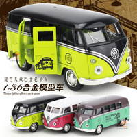 儿童玩具合金汽车模型 1:36合金复古动感大众巴士老爷车