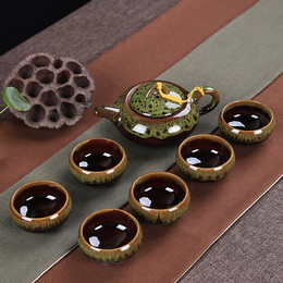 特价怡佳整套茶具套装紫砂陶瓷窑变茶杯功夫茶具组合可定制LOGO