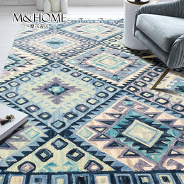 印度进口地毯客厅 美式田园手工羊毛加厚房间地毯茶几卧室床边毯