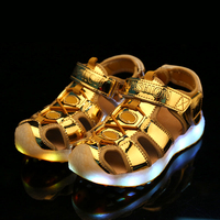 夏季儿童USD充电童鞋LED发光凉鞋闪光灯鞋男童女童品牌透气沙滩鞋