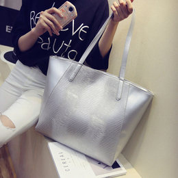 包包2016新款韩版时尚潮蜥蜴纹女包大容量手提包休闲简约单肩大包