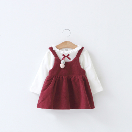春秋女童套装0123岁女宝宝纯棉背带裙2016新款婴儿休闲两件套韩版