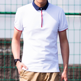 夏季男士POLO衫短袖男 修身新款拼色翻领韩版青年休闲半袖纯棉T恤