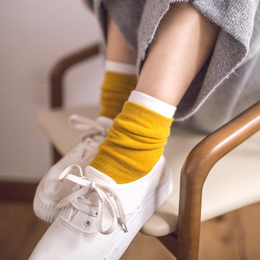 靴下物春夏高帮复古基础款打底彩色韩国堆堆袜日系棉袜女袜短袜子