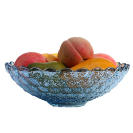 包邮创意炫彩珠点玛瑙蓝色果斗欧式玻璃果盘果盆果篮糖果干果盘