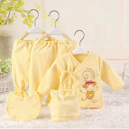 新生儿衣服 纯棉 宝宝内衣套装 婴幼儿系带五件套直销0-3个月秋冬