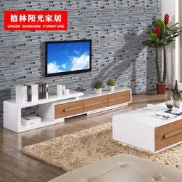 现代简约伸缩电视柜茶几组合套装 客厅烤漆地柜卧室电视机柜