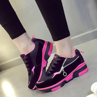2016春季韩版运动鞋女学生平底拼色板鞋厚底跑步鞋休闲旅游透气潮