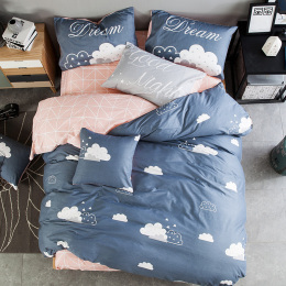 简约韩式纯棉四件套卡通全棉床单被套床笠4件套1.8m1.5米床上用品
