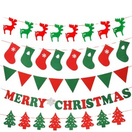 圣诞节条幅挂饰 幼儿园商场DIY挂旗 圣诞树三角旗挂旗圣诞装饰品