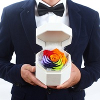 进口永生花八角礼盒装饰情人节表白生日祝福结婚礼物玫瑰保鲜花