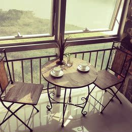 阳台桌椅吧台椅茶几三件套五件套客厅户外休闲家具组合实木椅子