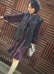 2016春季新款拉链口袋韩版潮流帅气黑色百搭PU皮机车马甲外套女装