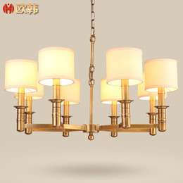 欧韩 美式乡村吊灯 客厅卧室餐厅简约欧式创意复古吊灯  纯铜灯具