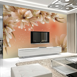 3d立体蝶恋花客厅沙发电视墙背景壁纸温馨卧室影视墙纸无缝壁画