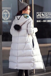 2015新款羽绒棉外套女韩版过膝长款棉服带眼镜连帽加厚保暖棉大衣