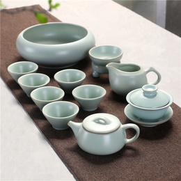 汝窑茶具套装特价开片汝瓷整套陶瓷功夫茶具套装盖碗茶杯茶壶茶洗