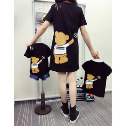 大码亲子装夏装2016新款韩版一家三口四口装母女装短袖t恤母子装