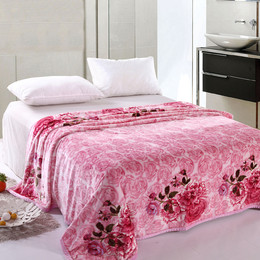 特价双面法兰绒毛毯加密超柔珊瑚绒毯子空调毯“粉色玫瑰”毛毯