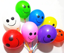 12寸加厚大号笑脸气球微笑印字花气球 生日婚庆用品儿童气球批发