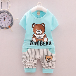 男童短袖套装 宝宝纯棉两件套婴幼儿韩版休闲运动衣服0-1-2-3-4岁
