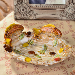 欧式陶瓷果盘客厅装饰创意动物造型干果盘可爱小鱼烟灰缸