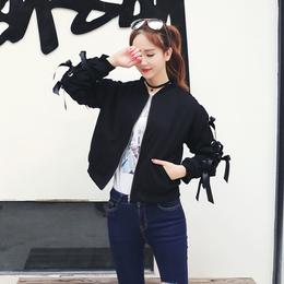2016秋冬新款韩版显瘦夹克时尚个性上衣BF风棒球服修身短外套女潮