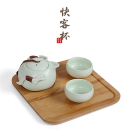 快客杯一壶二杯便携茶具旅行茶具功夫茶具特价定窑茶壶茶杯陶瓷