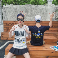 2016夏季新款卡通印花情侣短袖T恤衫男女韩国打底衫学生上衣班服