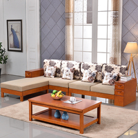 实木沙发组合简约现代橡胶木沙发带转角贵妃大小户型客厅家具特价