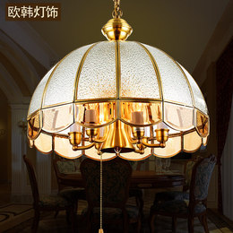 欧式全铜吊灯LED餐厅灯具美式客厅灯现代户外创意6头拉链吧台吊灯