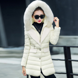 【天天特价】新款韩版棉衣女中长款修身显瘦大毛领轻薄加厚外套潮