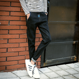 新款男士牛仔裤男小脚修身型韩版青少年黑色男裤秋季青年长裤子